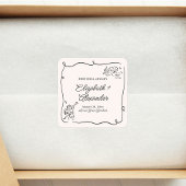 Sticker Carré Quirky & Whimsical Cupid Cherubs Mariage