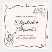 Sticker Carré Quirky & Whimsical Cupid Cherubs Mariage (Devant)