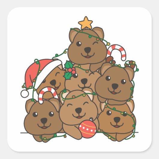 Sticker Carré Qukka Christmas Tree Funny Animal Christmas (Devant)