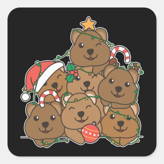 Sticker Carré Qukka Christmas Tree Funny Animal Christmas (Devant)