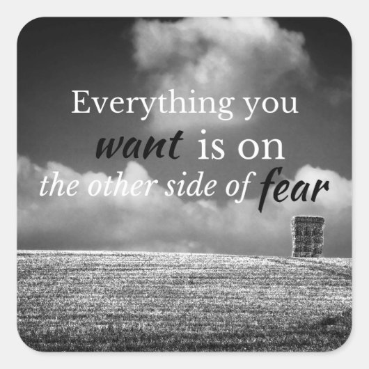 Sticker Carré Quota motivationnel: Everything you want is on... (Devant)