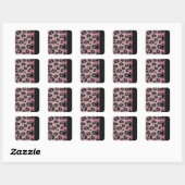 Sticker Carré RAB Rockabilly Pink Leopard Ribbon Bows (Feuille)