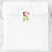 Sticker Carré Rabbit à la boxe avec gants de boxe (Sac)