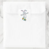 Sticker Carré Rabbit comme patineur avec patins en ligne (Sac)