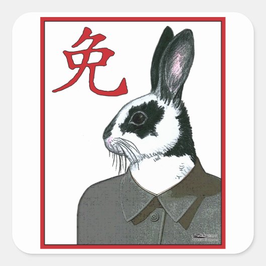 Sticker Carré Rabbit de fête (Devant)
