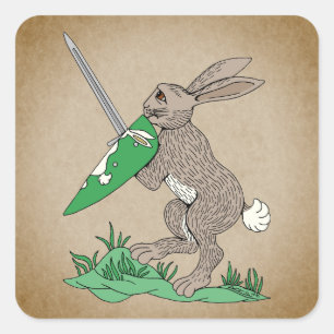 Sticker Carré Rabbit de guerrier médiéval