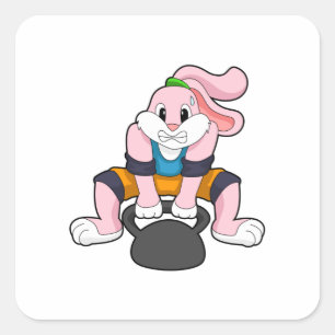 Sticker Carré Rabbit en forme avec Dumbbell.PNG