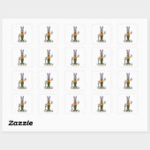 Sticker Carré Rabbit en Gentleman avec canne (Feuille)