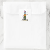 Sticker Carré Rabbit en Gentleman avec canne (Sac)