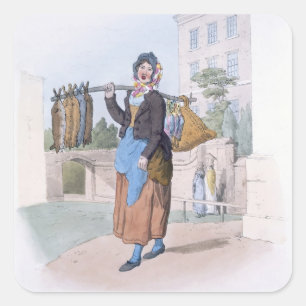 Sticker Carré Rabbit Woman, from 'Costume of Great Britain', pub