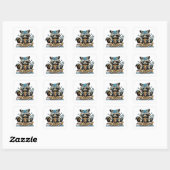 Sticker Carré Raccoon mange Pizza (Feuille)