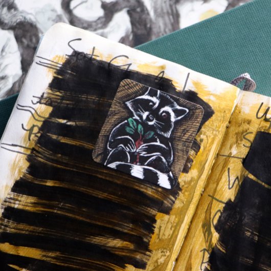 Sticker Carré Raccoon Turnip Art