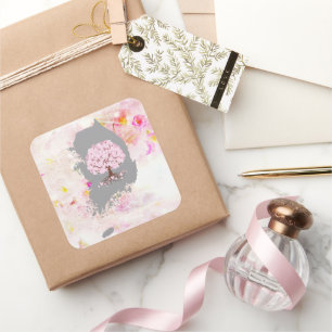 Sticker Carré Racines coréennes Sakura Tree Carnet Ipad Air Couv