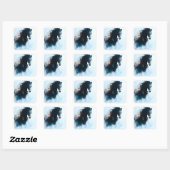Sticker Carré  Racing Black Horse Portrait Minimalist (Feuille)