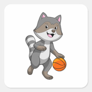 Sticker Carré Racon comme joueur de basket-ball avec basket-ball