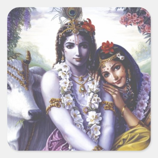 Sticker Carré Radha et Krishna (Devant)