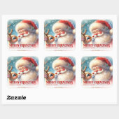 Sticker Carré Radiant Personalized Santa and Rudolph Holiday (Feuille)