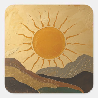 Sticker Carré Radiant Sun Painting Images – A Timeless Symbol 