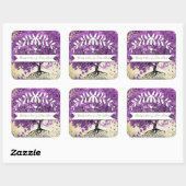 Sticker Carré Radiant Violet Romantique Mariage de la feuille de (Feuille)