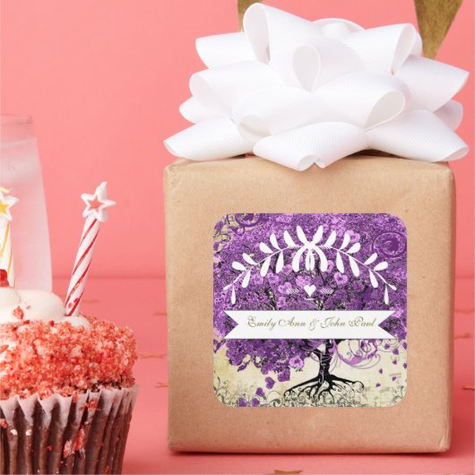 Sticker Carré Radiant Violet Romantique Mariage de la feuille de (Fête)