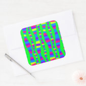 Sticker Carré Radio Neon Colors Rétro Modern Pattern Psychedelic (Enveloppe)