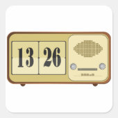 Sticker Carré Radio rétro-horloge (Devant)