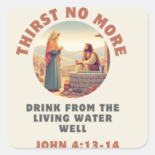 Sticker Carré Rafraîchissement Divin : Jean 4:13-14 Dur