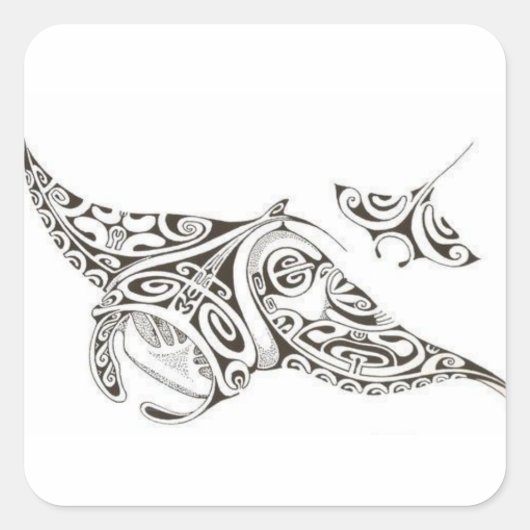 Sticker Carré raies manta (Devant)