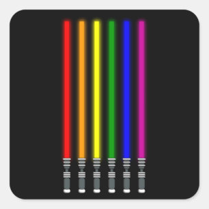 Sticker Carré RAINBOUR LIGHTSABER LGBT Pride Mois LGBTQ Rainbow
