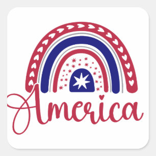 Sticker Carré Rainbow America