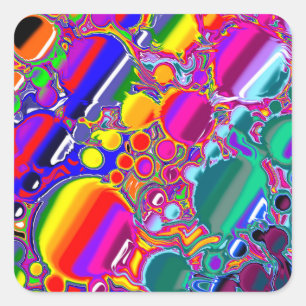 Sticker Carré Rainbow Blast Art Abstrait