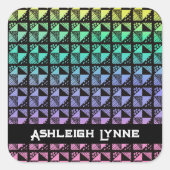Sticker Carré Rainbow Brot Plats Patchwork Quilt Motif (Devant)
