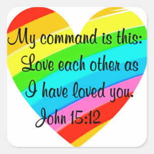 STICKER CARRÉ RAINBOW COEUR JOHN 15:12 CONCEPTION