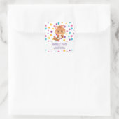 Sticker Carré Rainbow Confetti Cute Kitty Chat Anniversaire (Sac)