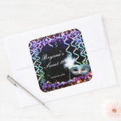 Sticker Carré Rainbow Glow Masquerade Masque fête d'anniversaire (Enveloppe)