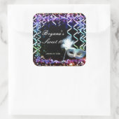 Sticker Carré Rainbow Glow Masquerade Masque fête d'anniversaire (Sac)