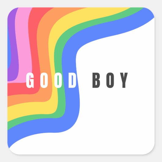Sticker Carré Rainbow Good Boy - Sticker, Fun Gay pride Icon (Devant)