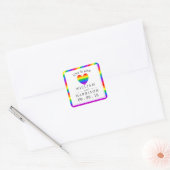 Sticker Carré Rainbow Heart Love is Love Mariage (Enveloppe)