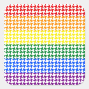 Sticker Carré Rainbow Houndstooth