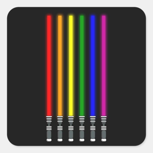 Sticker Carré RAINBOW LIGHTSABER LGBT Pride Mois LGBTQ Rainbow (Devant)