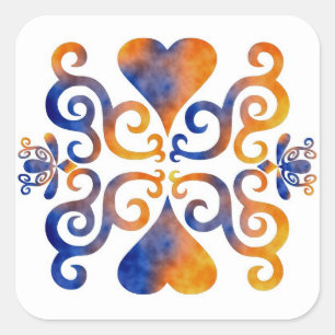 Sticker Carré Rainbow Lily and Heart