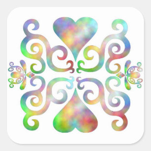 Sticker Carré Rainbow Lily and Heart