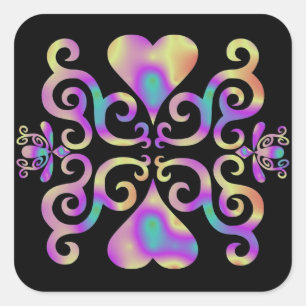 Sticker Carré Rainbow Lily and Heart