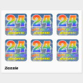 Sticker Carré Rainbow Look "24" & "HAPPY BANTHDAY", Nuages, Sky (Feuille)