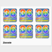 Sticker Carré Rainbow Look "36" & "HAPPY BANTHDAY", Nuages, Sky (Feuille)