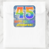 Sticker Carré Rainbow Look "45" & "HAPPY BANTHDAY", Nuages, Sky (Sac)