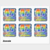Sticker Carré Rainbow Look "47" & "HAPPY BANTHDAY", Nuages, Sky (Feuille)
