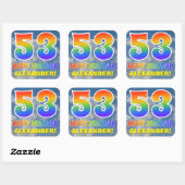 Sticker Carré Rainbow Look "53" & "HAPPY BANTHDAY", Nuages, Sky (Feuille)