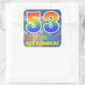 Sticker Carré Rainbow Look "53" & "HAPPY BANTHDAY", Nuages, Sky (Sac)