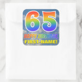 Sticker Carré Rainbow Look "65" & "HAPPY BANTHDAY", Nuages, Sky (Sac)